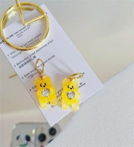 Yellow Heart-Hugging Bear Ear Clip