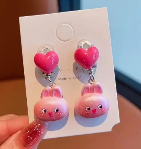 Bunny Heart Ear Clips