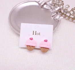 Pink Cupcake Stud Earrings