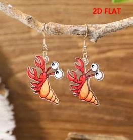 Cartoon Hermit Crab Drop Earrings