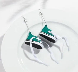 Dark Green Sneaker Drop Earrings