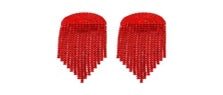 Red Bead Tassel Earrings