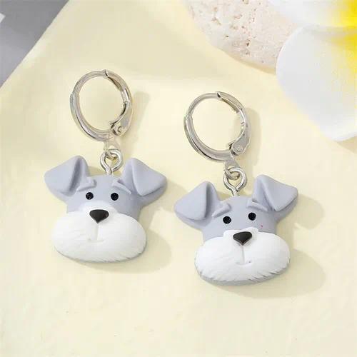 Schnauzer Puppy Face Hoop Earrings