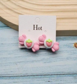 Strawberry Candy No-Piercing Stud Earrings