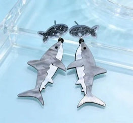 Teal Shark Drop Earrings