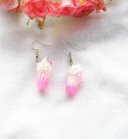 Pink Ice Cream Cone Drop Earrings