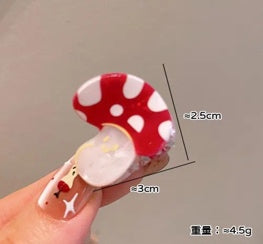 Polka Dot Mushroom Hair Clip