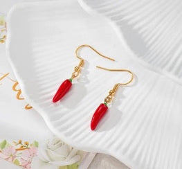 Red Chili Pepper Drop Earrings