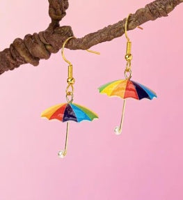 Rainbow Umbrella Drop Earrings