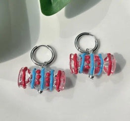 Pink Blue Candy Hoop Earrings