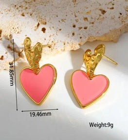 Pink Heart Stud Earrings