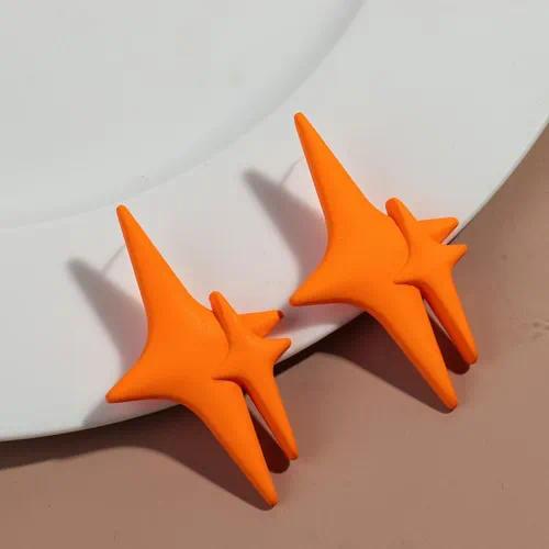 Orange Star Burst Stud Earrings