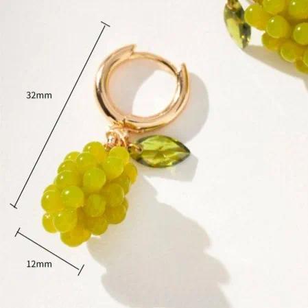Green Grape Cluster Drop Earrings