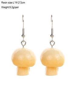 Cream Mushroom Drop Earrings