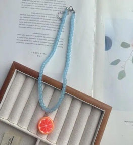Orange Flower Charm Necklace