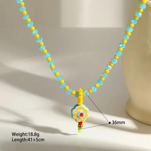 Lemon Pendant Beaded Necklace