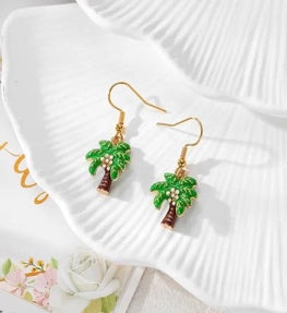 Coconut Tree Drop Earrings