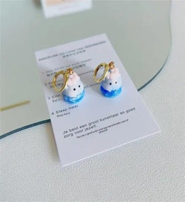 Blue Ear Creature Charm Earrings