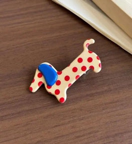 Polka Dot Dachshund Hair Clip