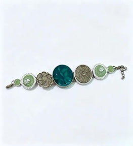 Green Enamel Plant Disc Bracelet