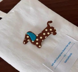 Coffee Polka Dot Dachshund Hair Clip