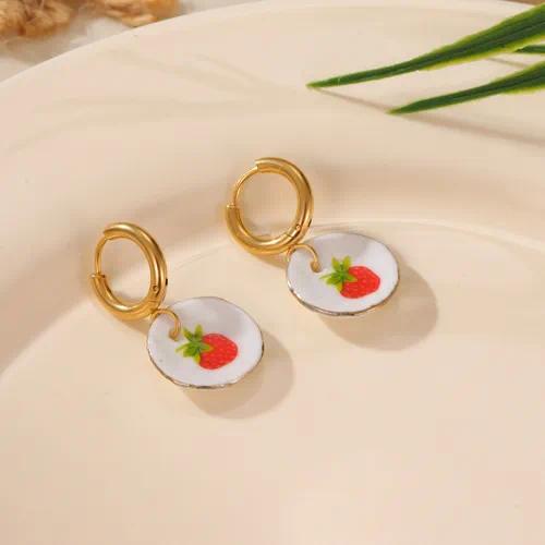 Strawberry Plate Drop Earrings