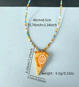 Orange Slice Beaded Pendant Necklace
