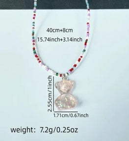 Teddy Bear Beaded Necklace