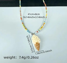 Ice Cream Cone Beaded Necklace