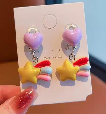 Shooting Star Heart Ear Clips