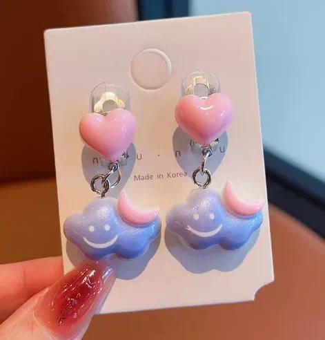 Moon Cloud Heart Ear Clips