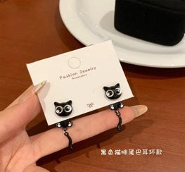 Silver Cat Tail Drop Earrings