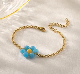 Blue Flower Charm Bracelet