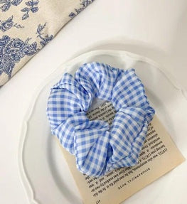 Sky Blue Plaid Scrunchie