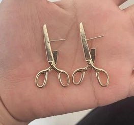 Gold Scissors Drop Earrings
