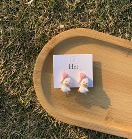 Pink Love Duck Ear Clips