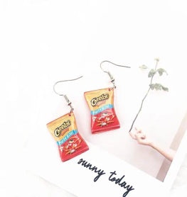 Orange Chip Bag Drop Earrings