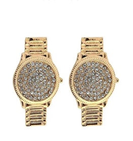 Gold Watch Face Stud Earrings