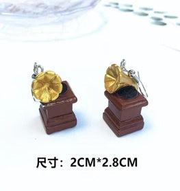 Vintage Gramophone Drop Earrings