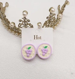 Grape Cluster Disc Stud Earrings