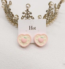Lovely Peach Heart Stud Earrings