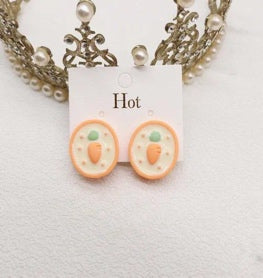 Carrot Disc Stud Earrings