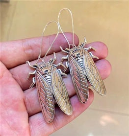 Silver Cicada Drop Earrings