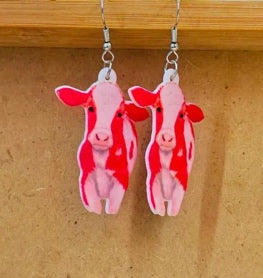Cow Print Drop Earrings