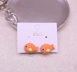 Orange Fish Stud Earrings