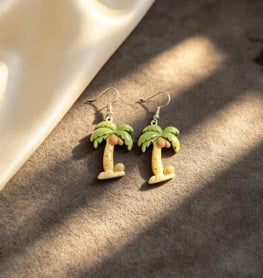 Polished Coconut Tree Drop Earrings