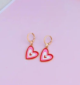 Pink Heart Hoop Earrings