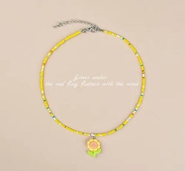 Sunflower Beaded Necklace