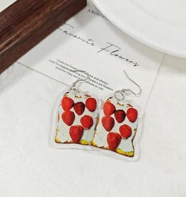 Strawberry Toast Drop Earrings