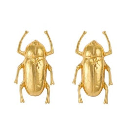 Gold Beetle Stud Earrings
